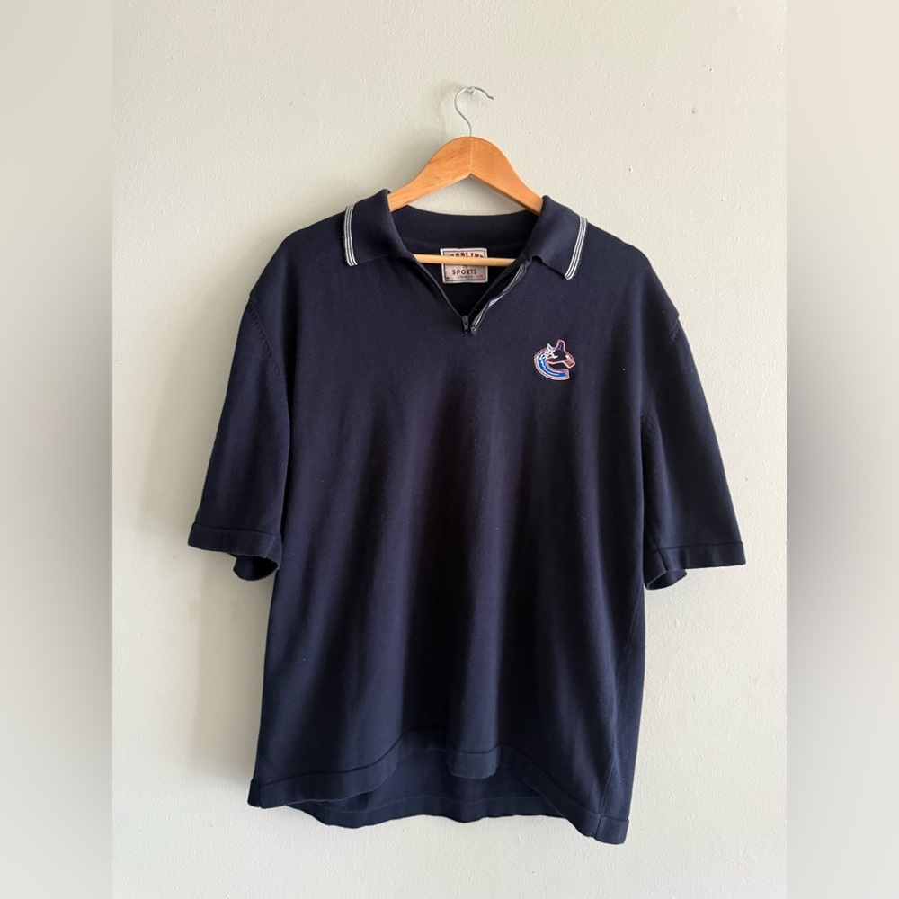Men's Canucks Navy Polo Shirt size L